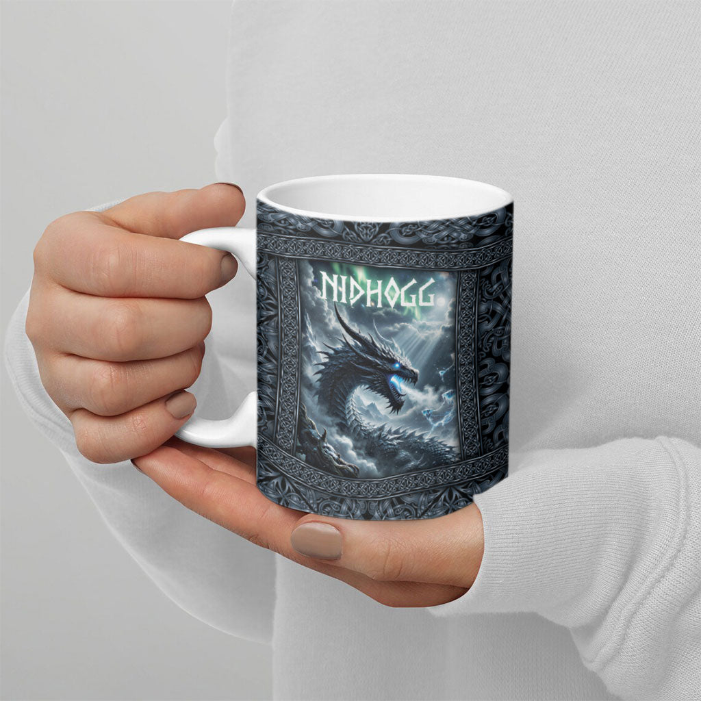 Dark Vikings Ceramic Mug Norse Dragon Nidhogg
