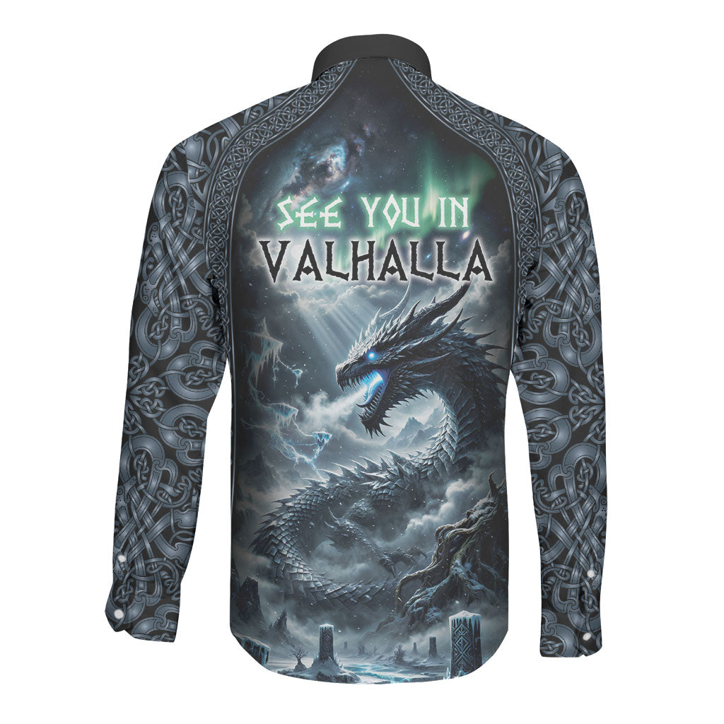 Dark Vikings Long Sleeve Button Shirt Norse Dragon Nidhogg