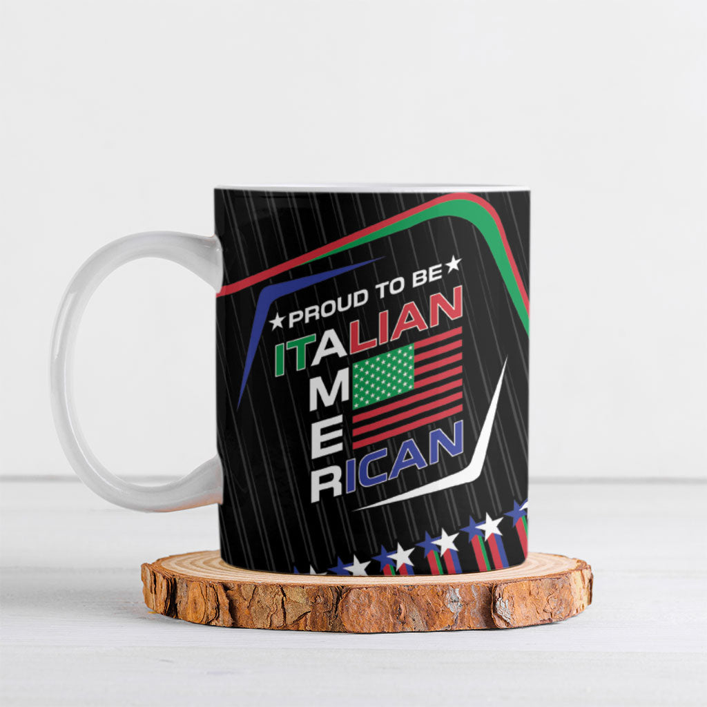 Personalized Italian American Heritage Month Ceramic Mug Dual Flag Proud Unique Style