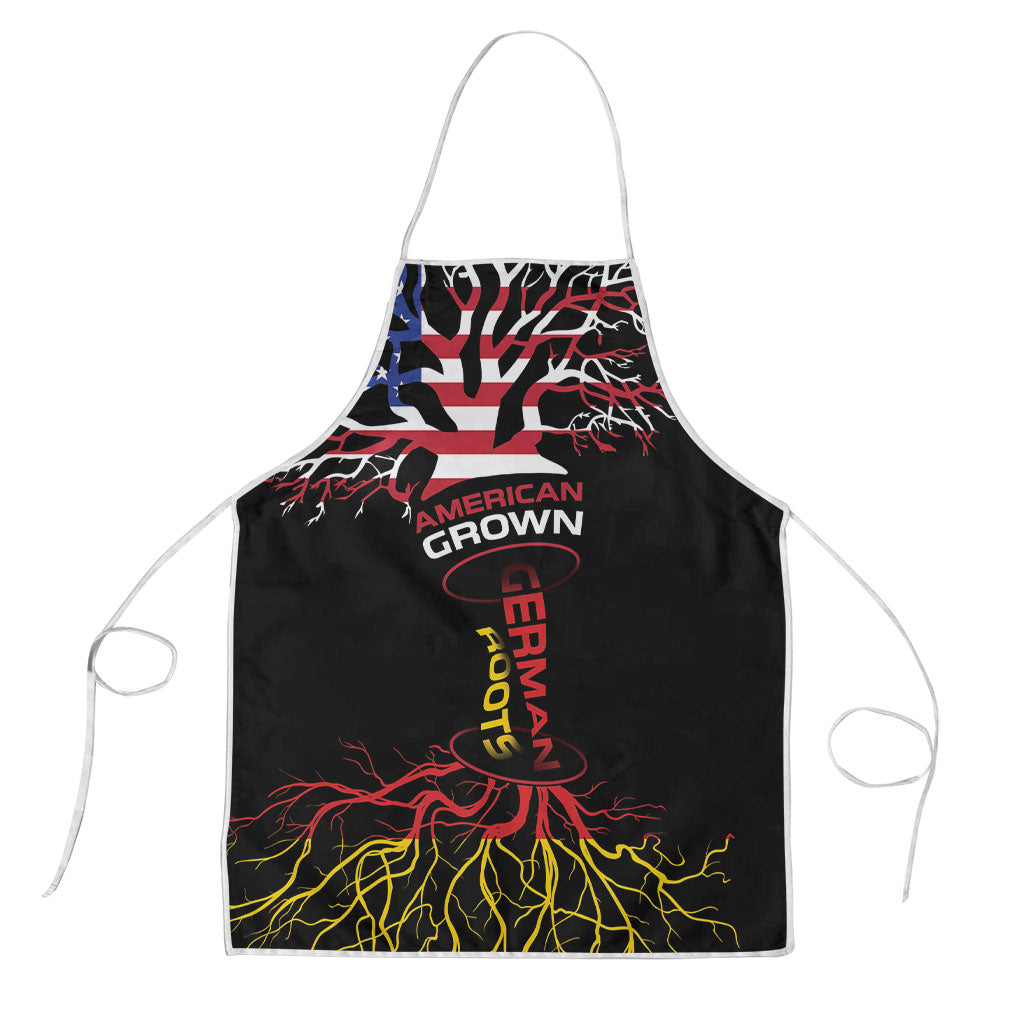 German American Heritage Month Apron USA Grown Germany Roots Tree Flag Pattern