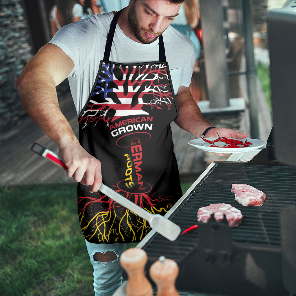 German American Heritage Month Apron USA Grown Germany Roots Tree Flag Pattern