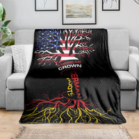 German American Heritage Month Blanket USA Grown Germany Roots Tree Flag Pattern