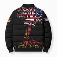 German American Heritage Month Bomber Puffer Jacket USA Grown Germany Roots Tree Flag Pattern