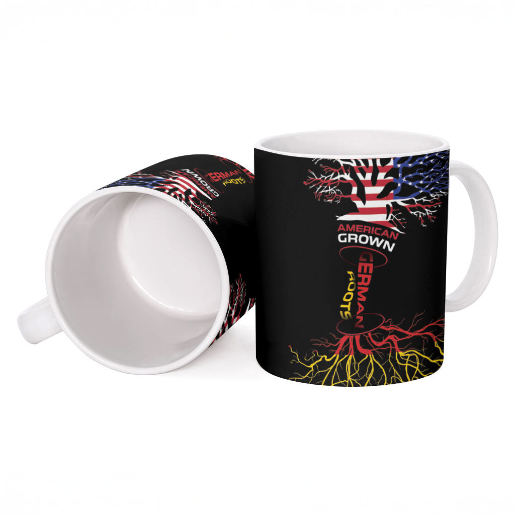 German American Heritage Month Ceramic Mug USA Grown Germany Roots Tree Flag Pattern