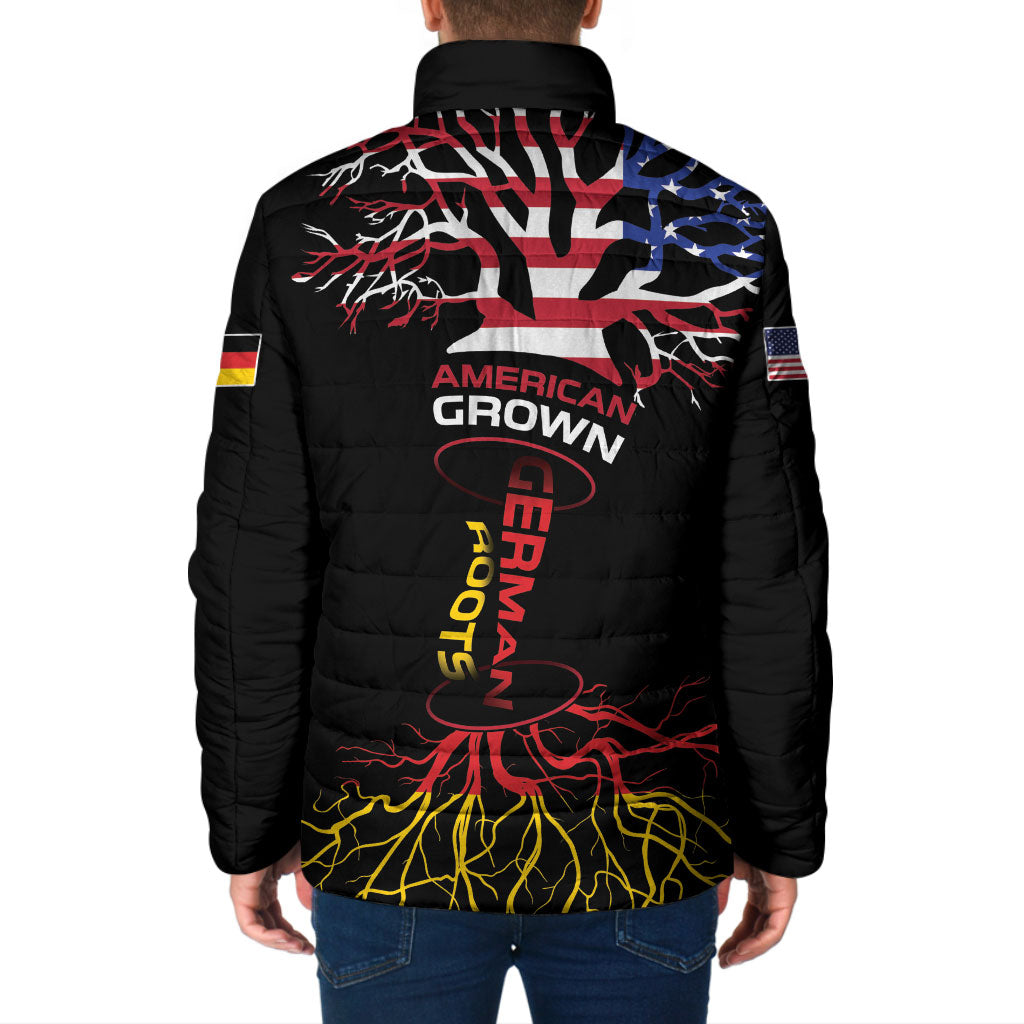 German American Heritage Month Padded Jacket USA Grown Germany Roots Tree Flag Pattern
