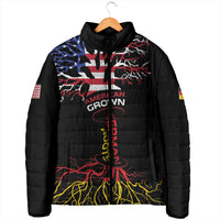 German American Heritage Month Padded Jacket USA Grown Germany Roots Tree Flag Pattern