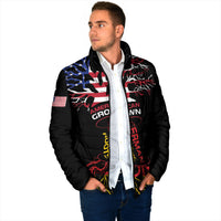 German American Heritage Month Padded Jacket USA Grown Germany Roots Tree Flag Pattern