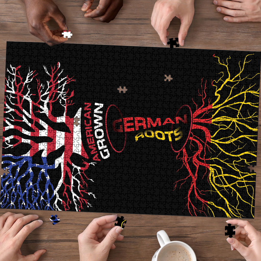 German American Heritage Month Puzzle USA Grown Germany Roots Tree Flag Pattern
