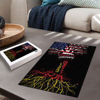 German American Heritage Month Puzzle USA Grown Germany Roots Tree Flag Pattern