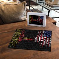 German American Heritage Month Puzzle USA Grown Germany Roots Tree Flag Pattern