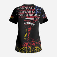 German American Heritage Month Scrub Top USA Grown Germany Roots Tree Flag Pattern