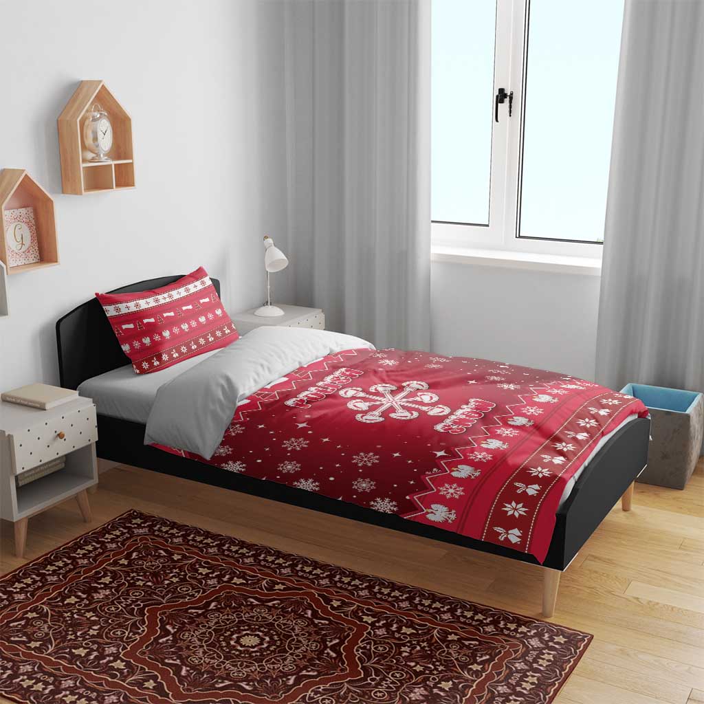 Poland Christmas Bedding Set Pierogi Polish Snow - Wonder Print Shop