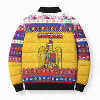 Romania Christmas Bomber Puffer Jacket Romanian Masked Santa - Wonder Print Shop