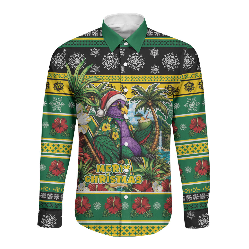 Dominica Christmas Long Sleeve Button Shirt This Sisserou Parrot Needs A Beach Retreat