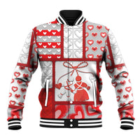 Personalized Romania Valentine's Day Baseball Jacket Martenitsi With Hearts Knitting Effect