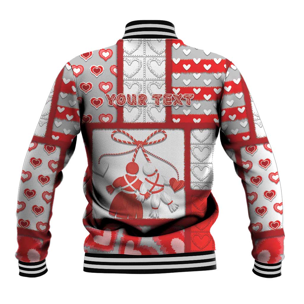 Personalized Romania Valentine's Day Baseball Jacket Martenitsi With Hearts Knitting Effect