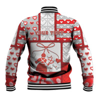 Personalized Romania Valentine's Day Baseball Jacket Martenitsi With Hearts Knitting Effect