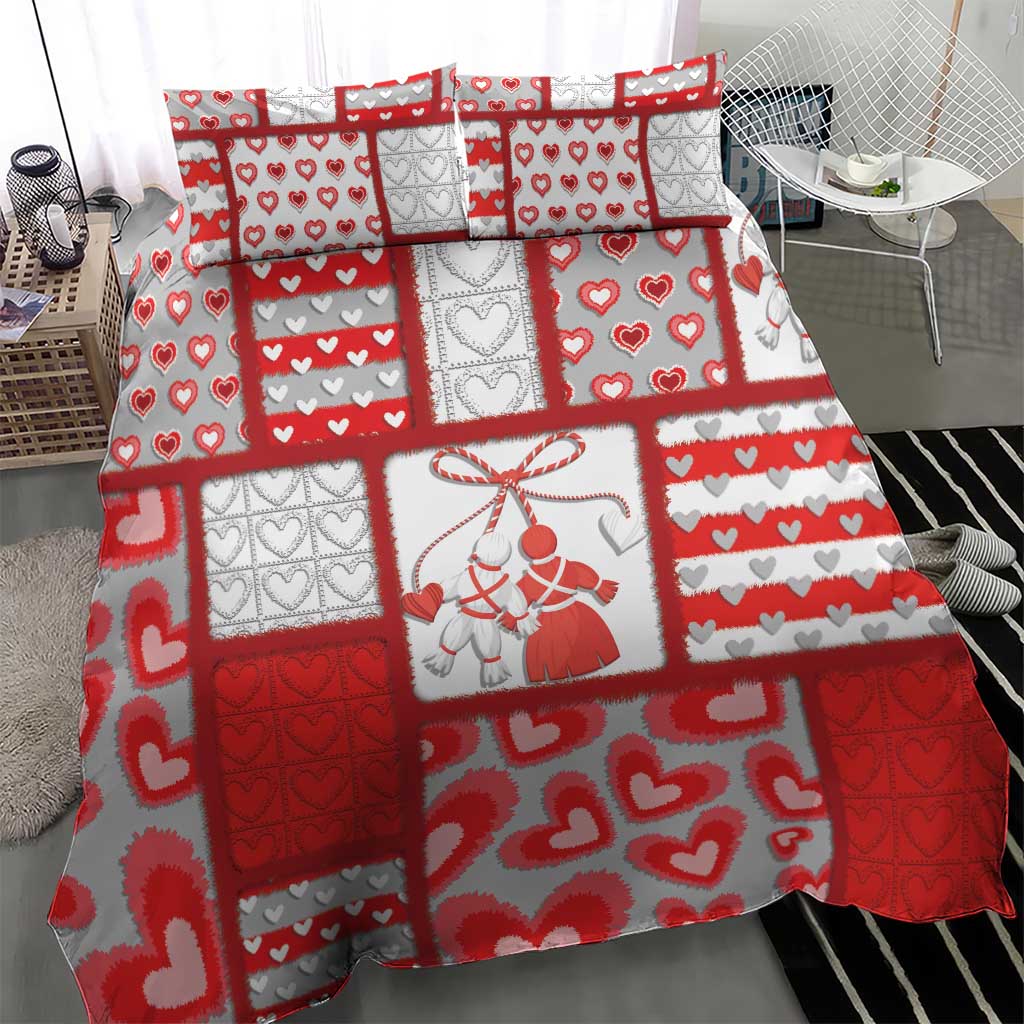 Romania Valentine's Day Bedding Set Martenitsi With Hearts Knitting Effect