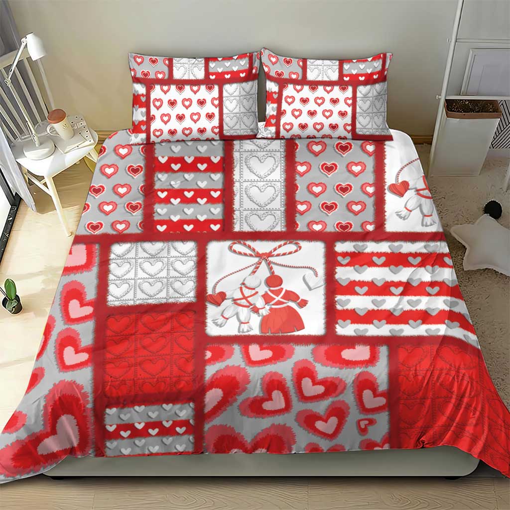 Romania Valentine's Day Bedding Set Martenitsi With Hearts Knitting Effect