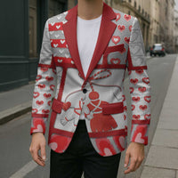 Personalized Romania Valentine's Day Blazer Martenitsi With Hearts Knitting Effect