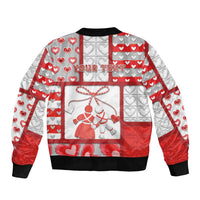 Personalized Romania Valentine's Day Bomber Jacket Martenitsi With Hearts Knitting Effect