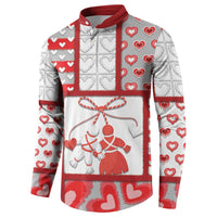 Personalized Romania Valentine's Day Button Sweatshirt Martenitsi With Hearts Knitting Effect
