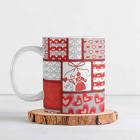 Personalized Romania Valentine's Day Ceramic Mug Martenitsi With Hearts Knitting Effect