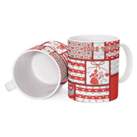 Personalized Romania Valentine's Day Ceramic Mug Martenitsi With Hearts Knitting Effect