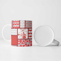 Personalized Romania Valentine's Day Ceramic Mug Martenitsi With Hearts Knitting Effect