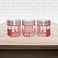 Personalized Romania Valentine's Day Ceramic Mug Martenitsi With Hearts Knitting Effect