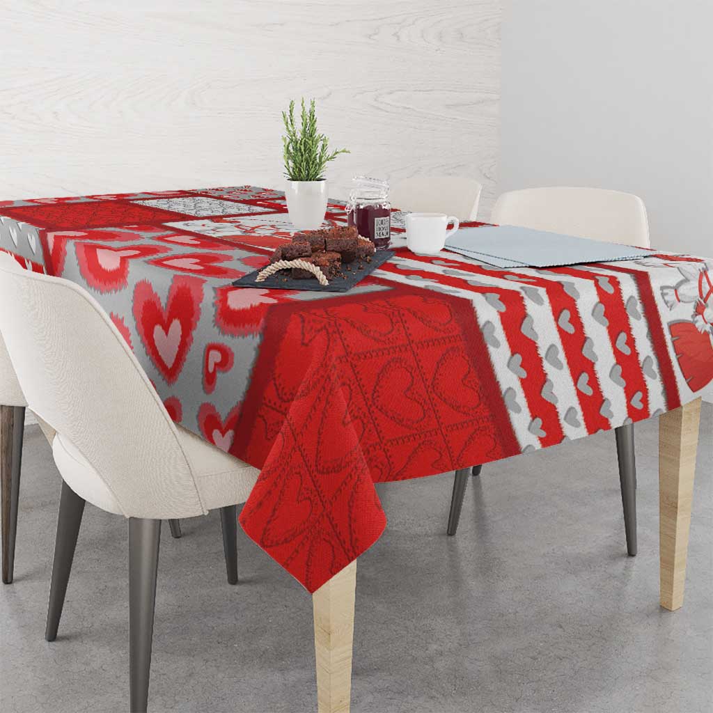 Romania Valentine's Day Tablecloth Martenitsi With Hearts Knitting Effect