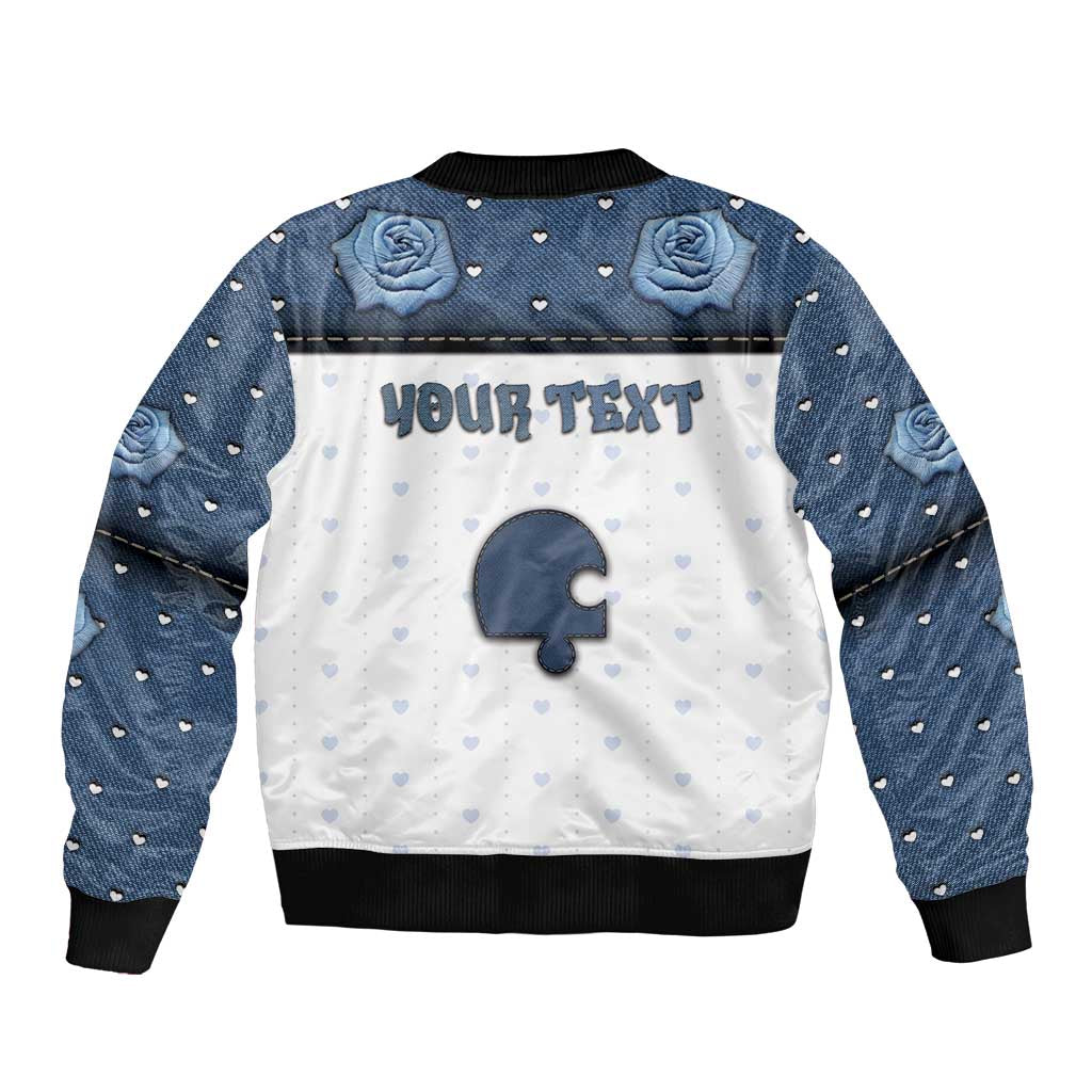 Personalized XOXO Valentine's Day Bomber Jacket Remaining Piece Old Denim Fabric Effect