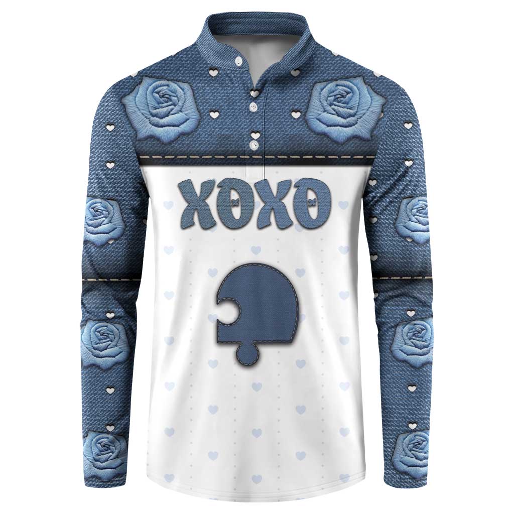 Personalized XOXO Valentine's Day Button Sweatshirt Remaining Piece Old Denim Fabric Effect