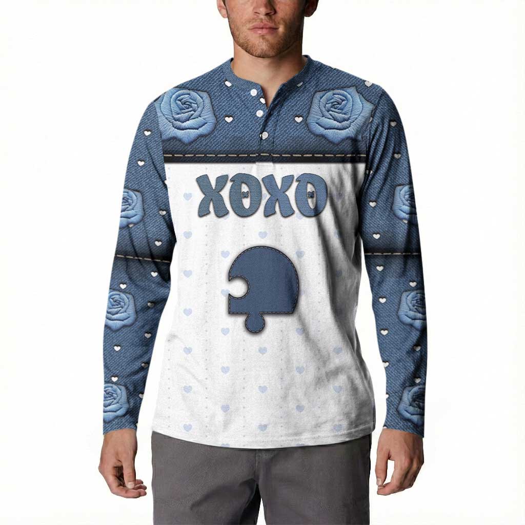 Personalized XOXO Valentine's Day Button Sweatshirt Remaining Piece Old Denim Fabric Effect