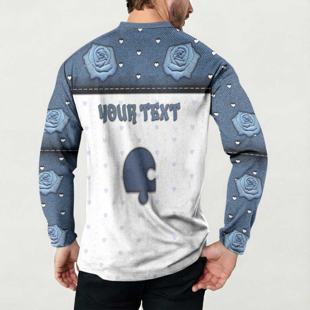 Personalized XOXO Valentine's Day Button Sweatshirt Remaining Piece Old Denim Fabric Effect