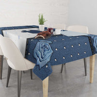 XOXO Valentine's Day Tablecloth Remaining Piece Old Denim Fabric Effect