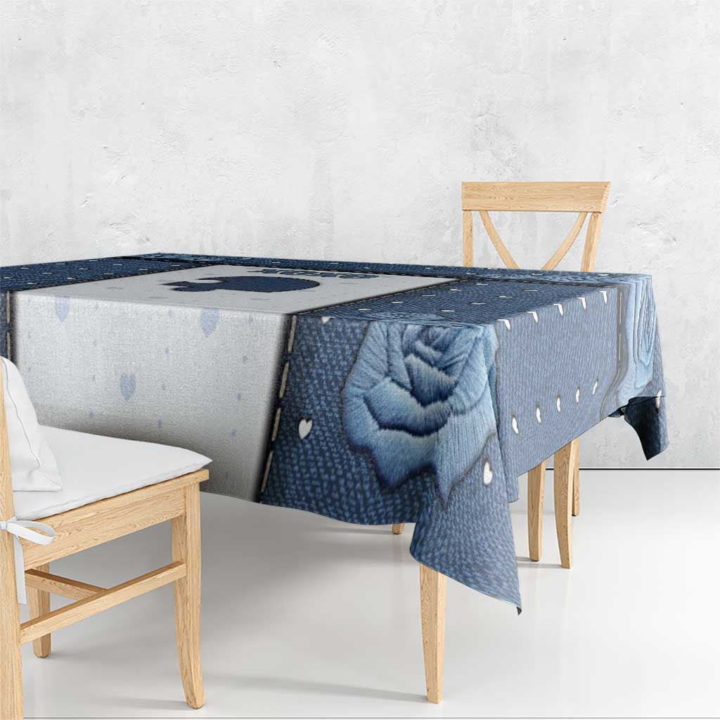 XOXO Valentine's Day Tablecloth Remaining Piece Old Denim Fabric Effect
