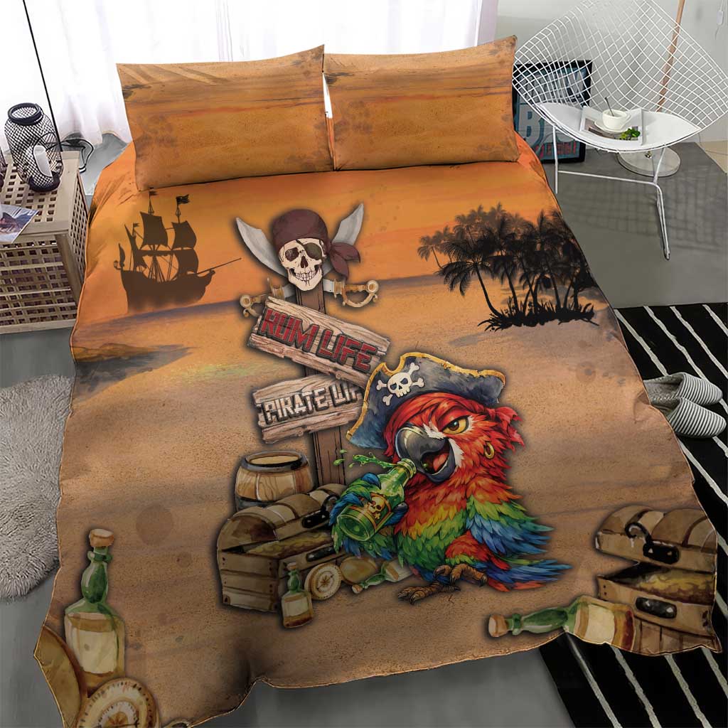 Drunken Pirate Parrot Bedding Set Tropical Vibe