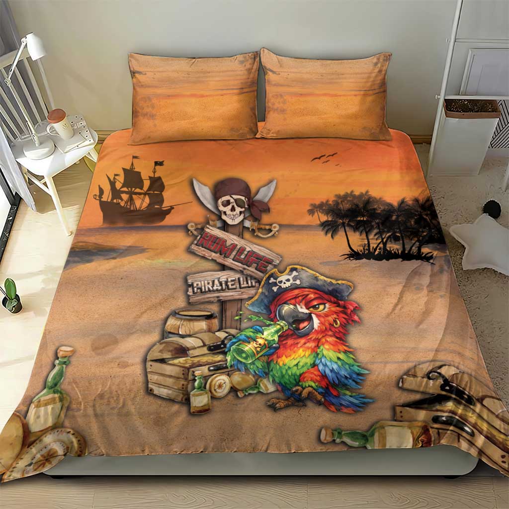 Drunken Pirate Parrot Bedding Set Tropical Vibe