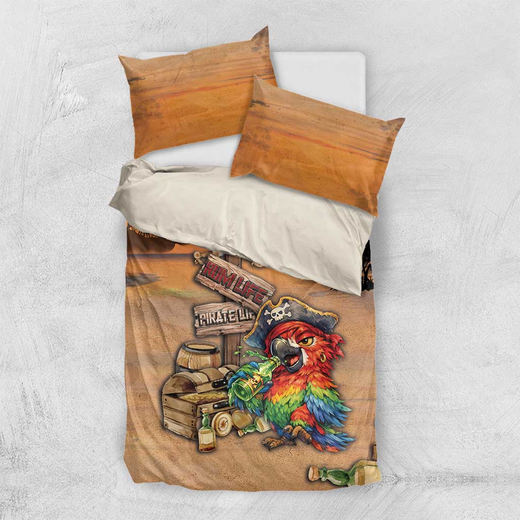 Drunken Pirate Parrot Bedding Set Tropical Vibe