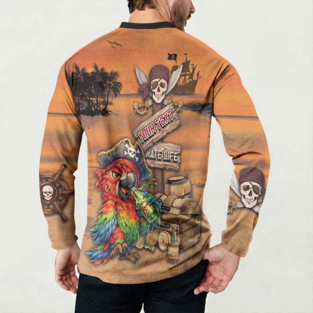 Personalized Drunken Pirate Parrot Button Sweatshirt Tropical Vibe