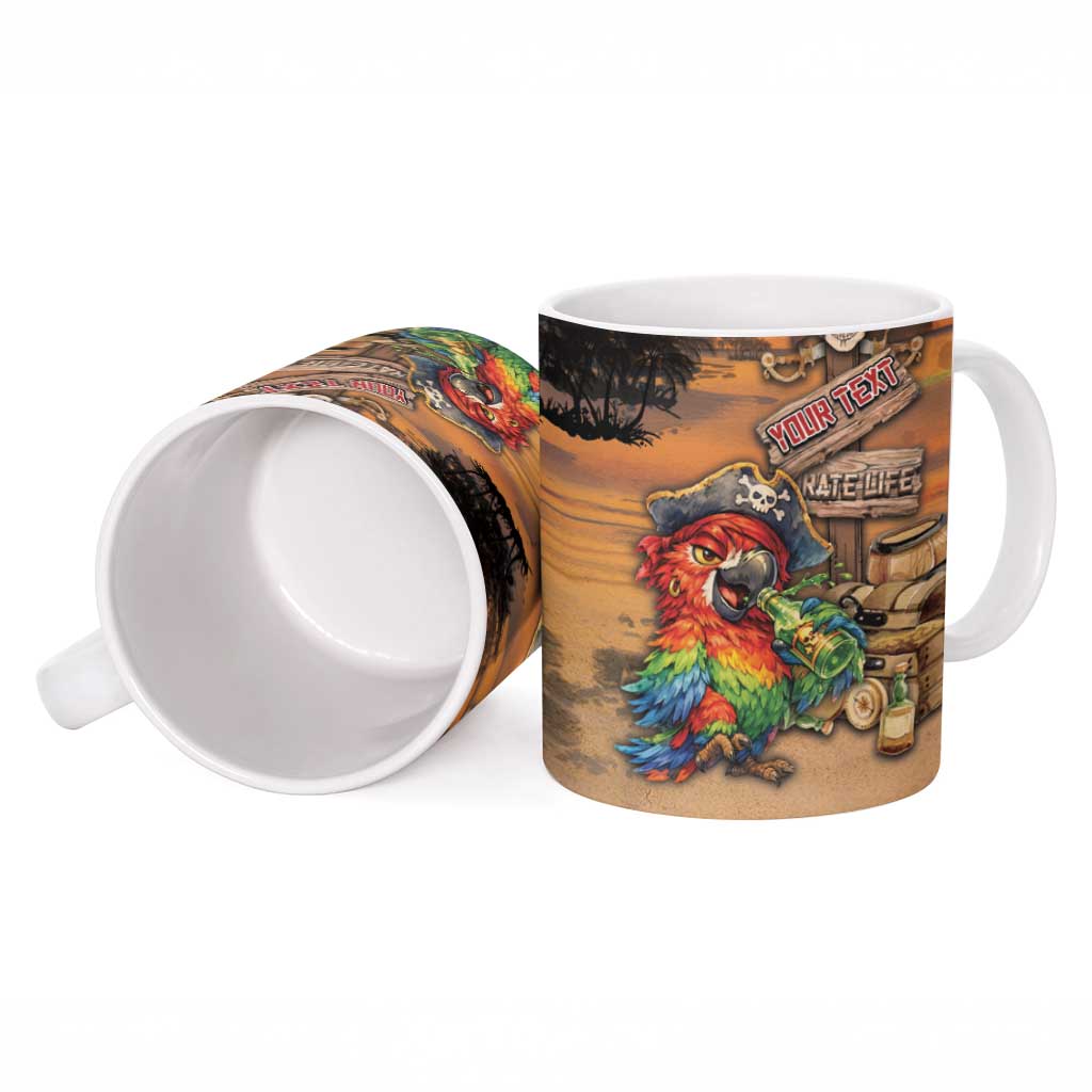 Personalized Drunken Pirate Parrot Ceramic Mug Tropical Vibe