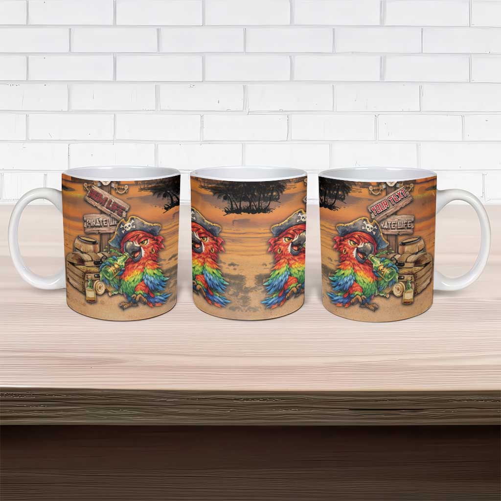 Personalized Drunken Pirate Parrot Ceramic Mug Tropical Vibe