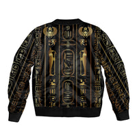 Egypt Cartouche Bomber Jacket Gold Pharaoh Hieroglyphics Patterns