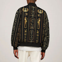 Egypt Cartouche Bomber Jacket Gold Pharaoh Hieroglyphics Patterns