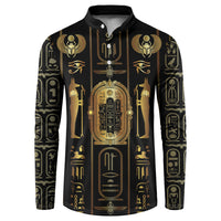 Egypt Cartouche Button Sweatshirt Gold Pharaoh Hieroglyphics Patterns