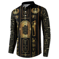Egypt Cartouche Button Sweatshirt Gold Pharaoh Hieroglyphics Patterns