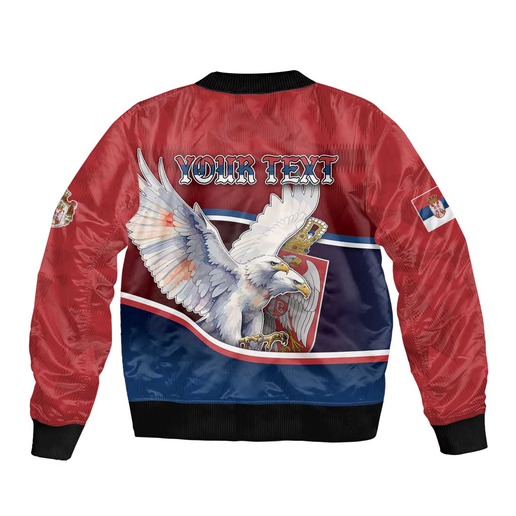 Personalized Serbia Bomber Jacket White Double Headed Eagle With Coat Of Arms - Wonder Print Shop