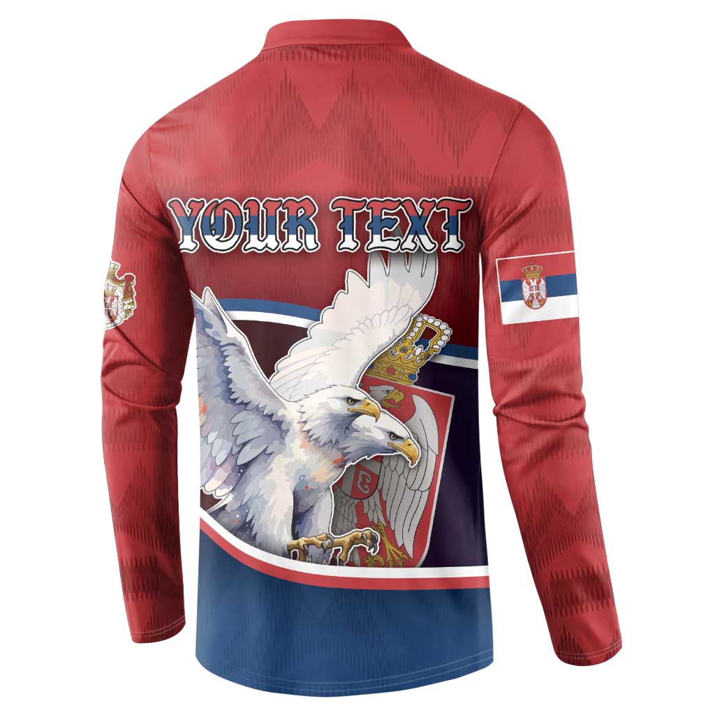 Personalized Serbia Button Sweatshirt White Double Headed Eagle With Coat Of Arms - Wonder Print Shop