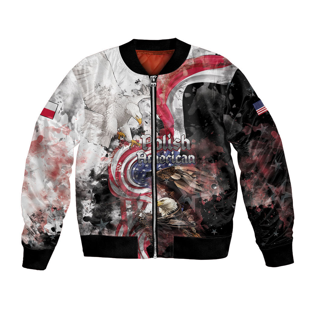 Personalized Polish American Heritage Month Bomber Jacket Two Eagles Soar Above The National Flag